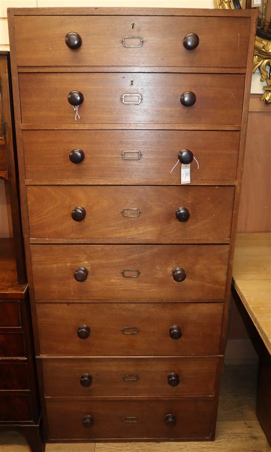 A 19th century mahogany filing chest of eight drawers W.73cm, H.164cm